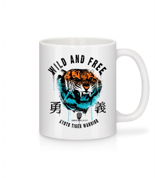 Wild And Free Tiger - Keramický hrnek - Bílá - Napřed
