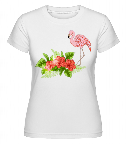 Flamingo In Paradise -  Shirtinator tričko pro dámy - Bílá - Napřed