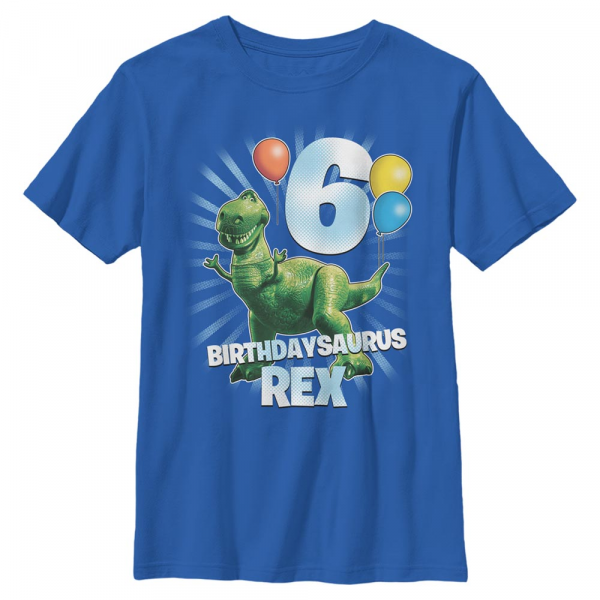 Pixar - Příběh hraček - Rex Ballon 6 - Narozeniny - Dětské Tričko - Královská modrá - Napřed