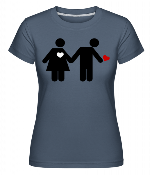 Žena a muž se srdcem Logo -  Shirtinator tričko pro dámy - Džínovina - Napřed