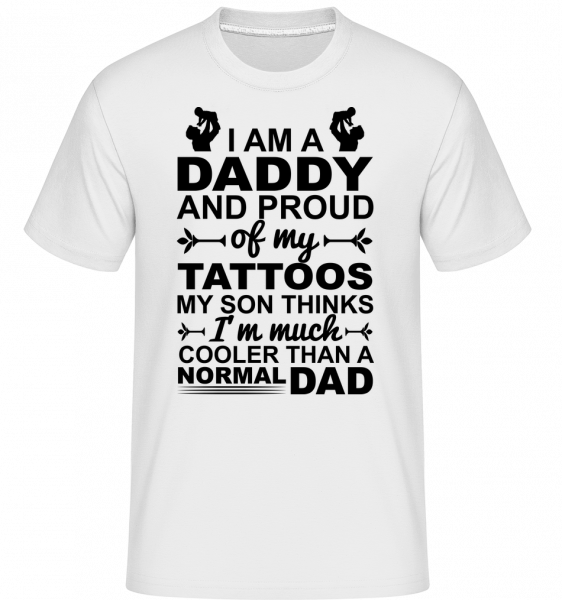 Papa Tetování Son -  Shirtinator tričko pro pány - Bílá - Napřed