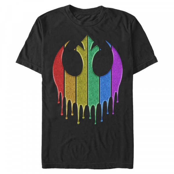 Star Wars - Classic Rainbow Sparkle Rebel Drip - Hrdost - Pánské Tričko - Černá - Napřed
