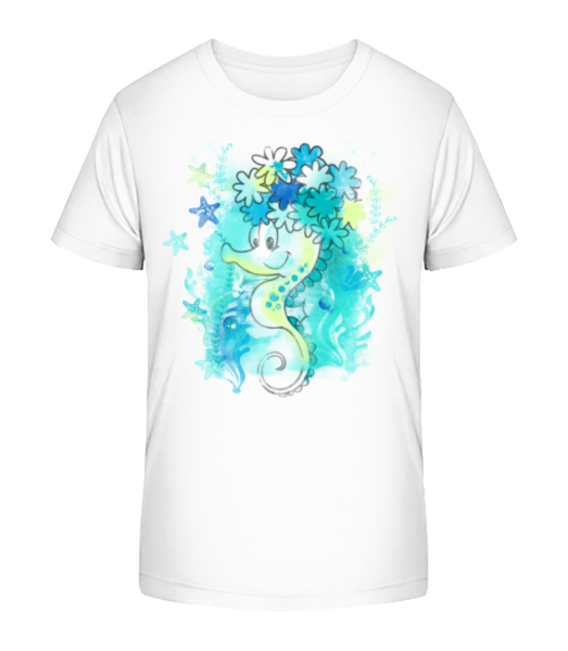 akvarel Seahorse - Detské Bio tričko Stanley Stella - Bílá - Napřed