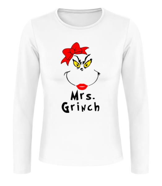 Mrs. Grinch - Dámské tričko s dlouhým rukávem basic - Bílá - Napřed