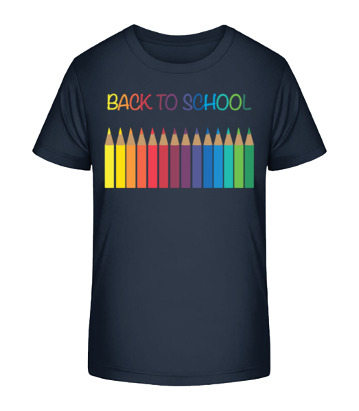 Back To School - Crayons - Detské Bio tričko Stanley Stella - Namořnická modrá - Napřed