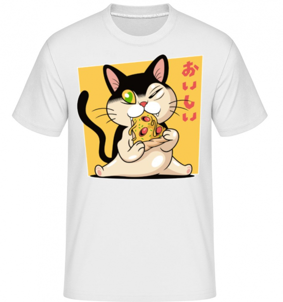 Pizza Cat -  Shirtinator tričko pro pány - Bílá - Napřed