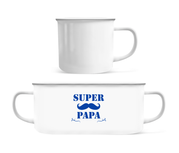 Super Papa - Moustache - Emaille hrnek - Bílá - Napřed