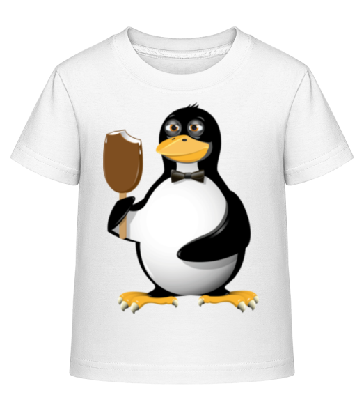 Penguin je jíst zmrzlinu - Dĕtské Shirtinator tričko - Bílá - Napřed