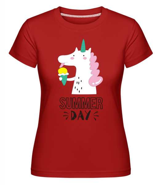 Summer Day Unicorn -  Shirtinator tričko pro dámy - Červená - Napřed