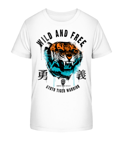 Wild And Free Tiger - Detské Bio tričko Stanley Stella - Bílá - Napřed