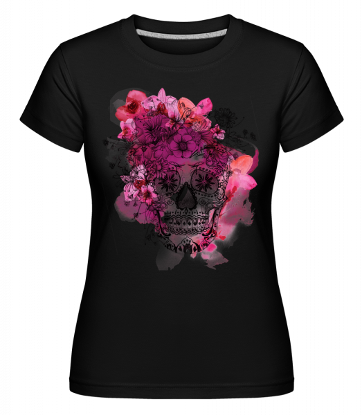 Día de los Muertos Skull -  Shirtinator tričko pro dámy - Černá - Napřed