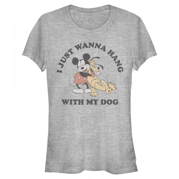 Disney - Mickey Mouse - Mickey & Pluto Mickey Dog Fill Lover - Dámské Tričko - Melírově šedá - Napřed