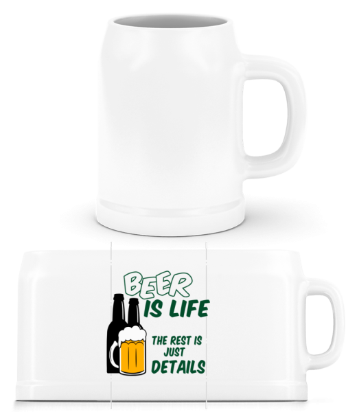 Beer Is Life - Pivní půlliter - Bílá - Napřed