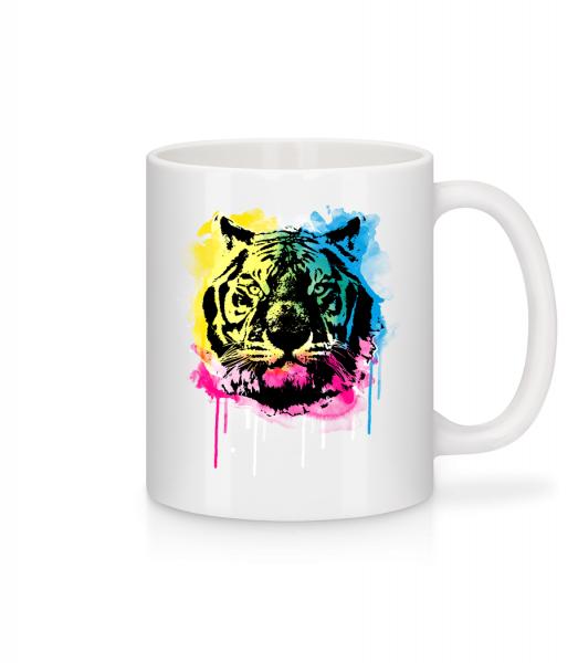 vícebarevný Tiger - Keramický hrnek - Bílá - Napřed