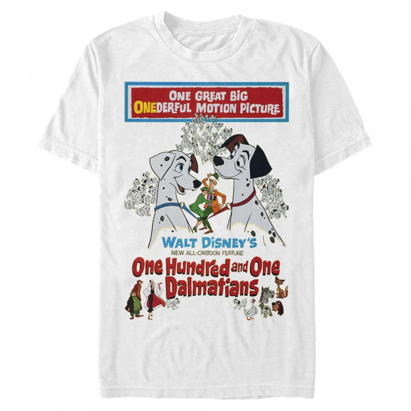 Disney Classics - 101 dalmatinů - Dog Vintage Poster - Pánské Tričko - Bílá - Napřed