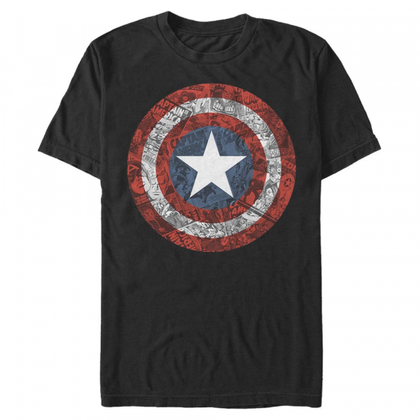 Marvel - Avengers - Captain America ComicBook Shield - Pánské Tričko - Černá - Napřed