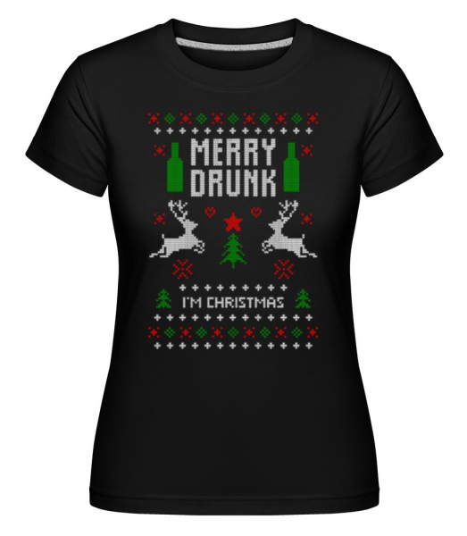Merry Drunk I Am  Christmas -  Shirtinator tričko pro dámy - Černá - Napřed