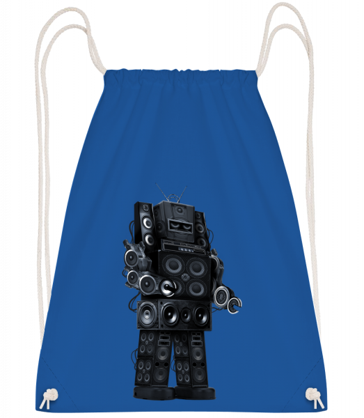 Ghetto Blaster Robot - Drawstring batoh se šňůrkami - Královská modrá - Napřed