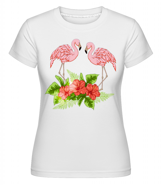Flamingos In Paradise -  Shirtinator tričko pro dámy - Bílá - Napřed