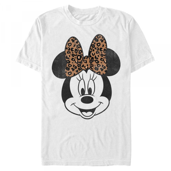 Disney - Mickey Mouse - Minnie Mouse Modern Minnie Face Leopard - Pánské Tričko - Bílá - Napřed