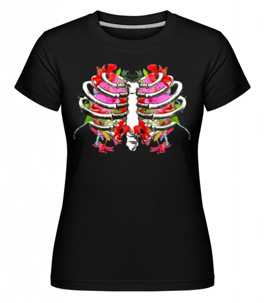 květiny Lung -  Shirtinator tričko pro dámy - Černá - Napřed