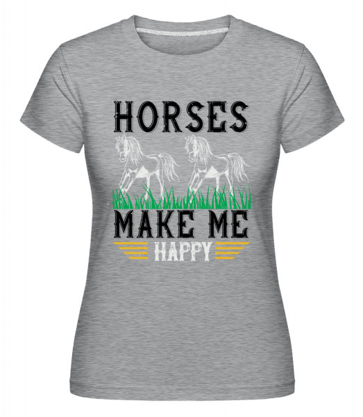Horses Make Me Happy -  Shirtinator tričko pro dámy - Melírově šedá - Napřed