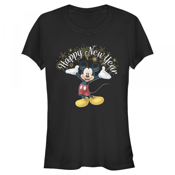 Disney Classics - Mickey Mouse - Mickey Mouse Mickey Happy New Year - Nový rok - Dámské Tričko - Černá - Napřed