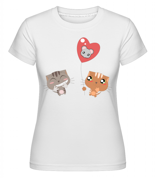 Cats Heart Balloon -  Shirtinator tričko pro dámy - Bílá - Napřed