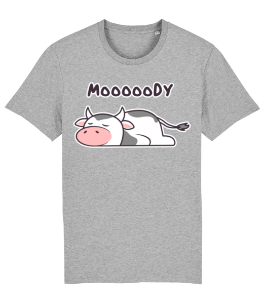 Moooody - Pánské bio tričko Stanley Stella - Melírově šedá - Napřed