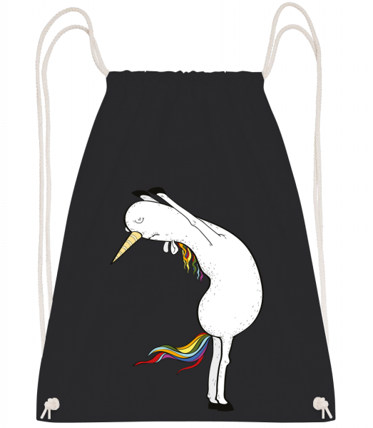 Yoga Unicorn Stretched - Drawstring batoh se šňůrkami - Černá - Napřed