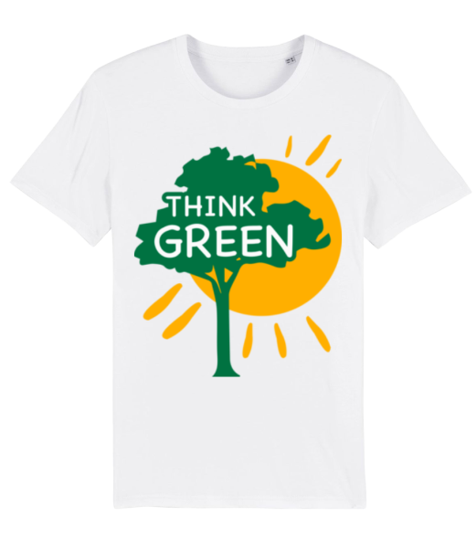 Mysli zeleně - Pánské bio tričko Stanley Stella - Bílá - Napřed