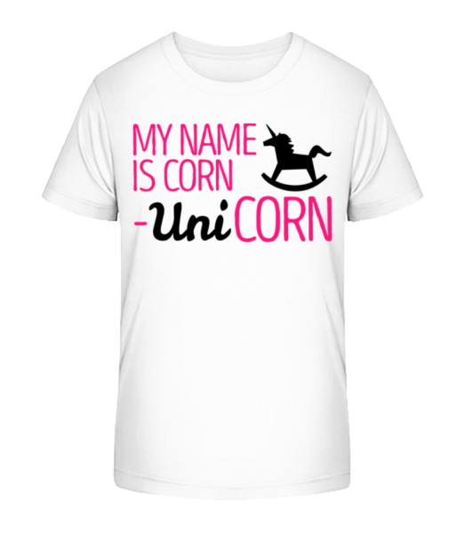 My Name Is Corn, Unicorn - Detské Bio tričko Stanley Stella - Bílá - Napřed