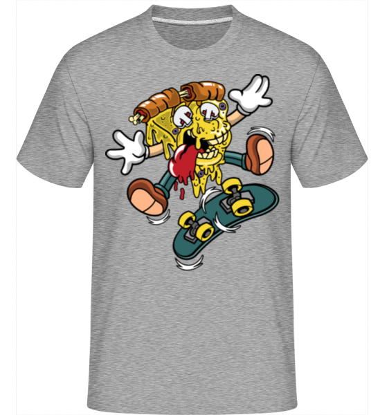 Pizza Skater -  Shirtinator tričko pro pány - Melírově šedá - Napřed