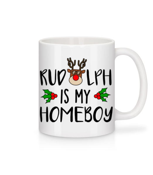 Rudolph Is My Homeboy - Keramický hrnek - Bílá - Napřed