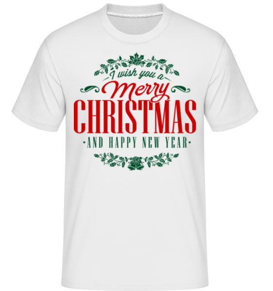 Merry Christmas Label -  Shirtinator tričko pro pány - Bílá - Napřed