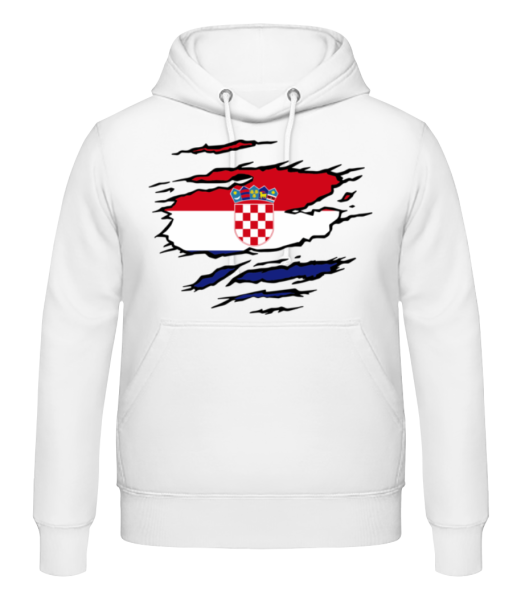 Roztrhón Vlajkova Chorvátsko - Pánská mikina s kapucí - Bílá - Napřed