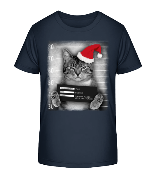 Cat XMas Guilty - Detské Bio tričko Stanley Stella - Namořnická modrá - Napřed