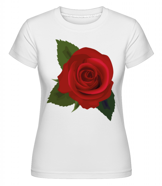 Růže červená -  Shirtinator tričko pro dámy - Bílá - Napřed