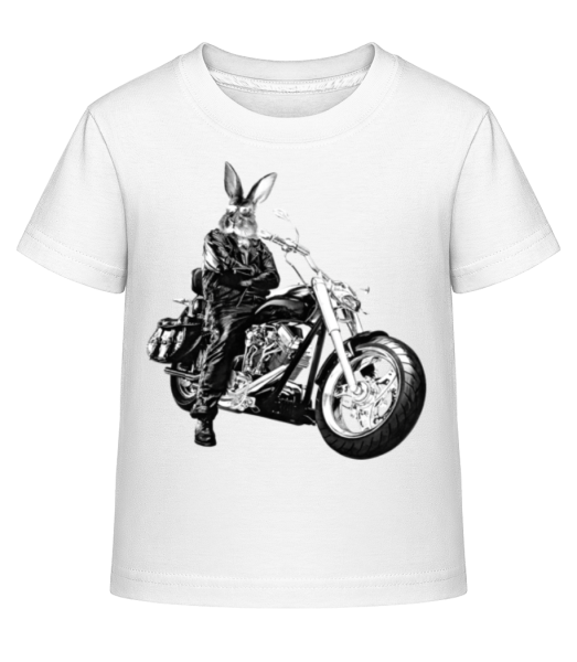 Biker Rabbit - Dĕtské Shirtinator tričko - Bílá - Napřed