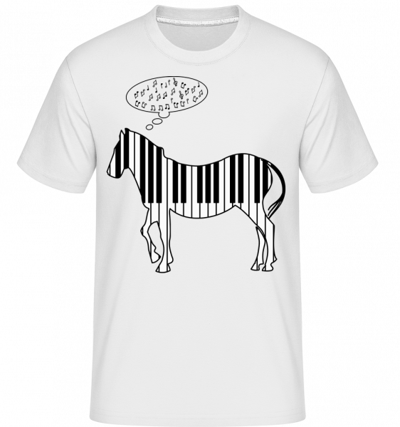klavír Zebra -  Shirtinator tričko pro pány - Bílá - Napřed
