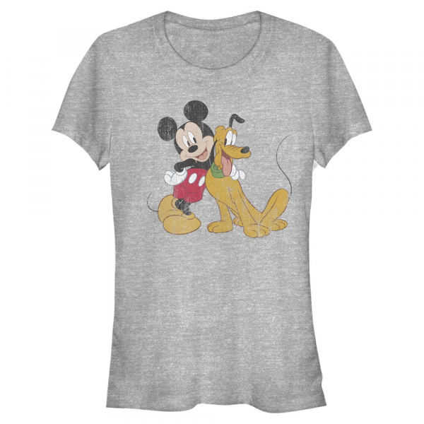 Disney - Mickey Mouse - Mickey & Pluto Mickey and Pluto - Dámské Tričko - Melírově šedá - Napřed