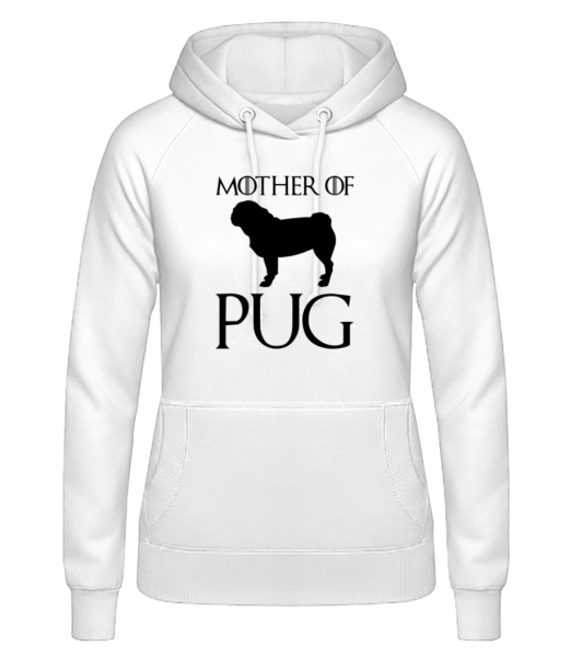 Mother Of Pug - Dámská mikina s kapucí - Bílá - Napřed