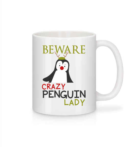 Pozor na Penguin Lady - Keramický hrnek - Bílá - Napřed