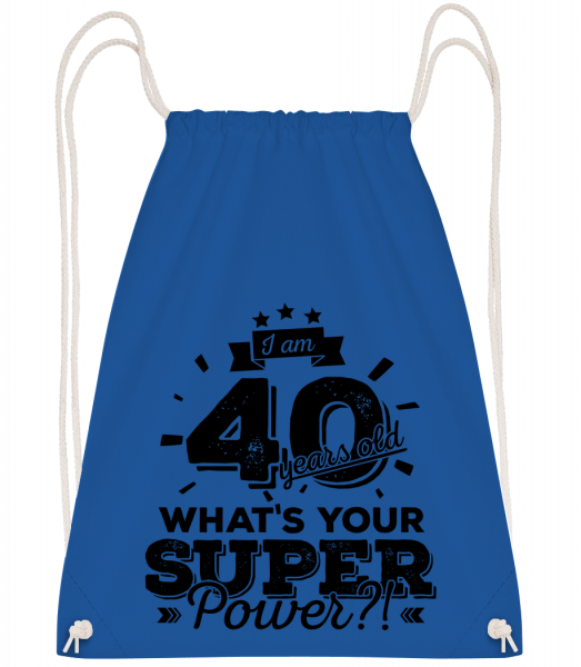 40 Years Super Power - Drawstring batoh se šňůrkami - Královská modrá - Napřed