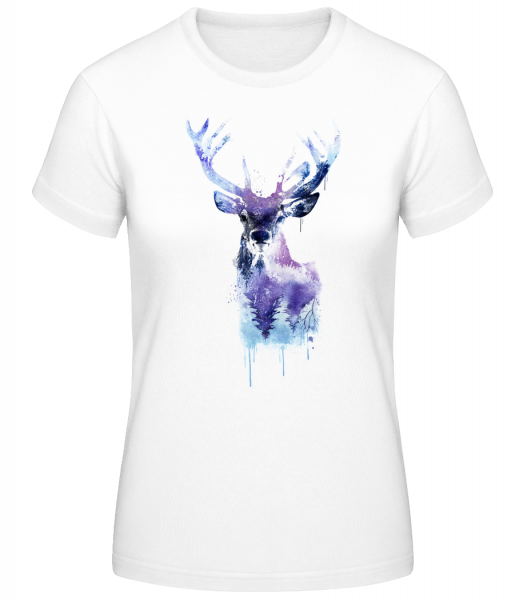 umělecké Deer - Dámské basic tričko - Bílá - Napřed