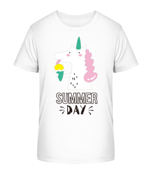 Summer Day Unicorn - Detské Bio tričko Stanley Stella - Bílá - Napřed