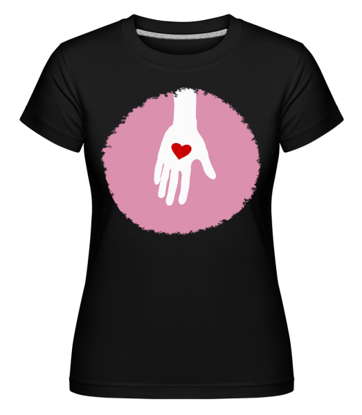 Ruka se srdcem -  Shirtinator tričko pro dámy - Černá - Napřed