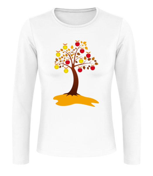 Apple Tree Autumn - Dámské tričko s dlouhým rukávem basic - Bílá - Napřed