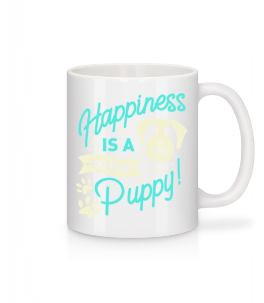 Happiness Is A Warm Puppy - Keramický hrnek - Bílá - Napřed