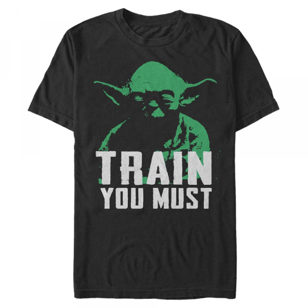 Star Wars - Yoda Lift You Must - Den otců - Pánské Tričko - Černá - Napřed